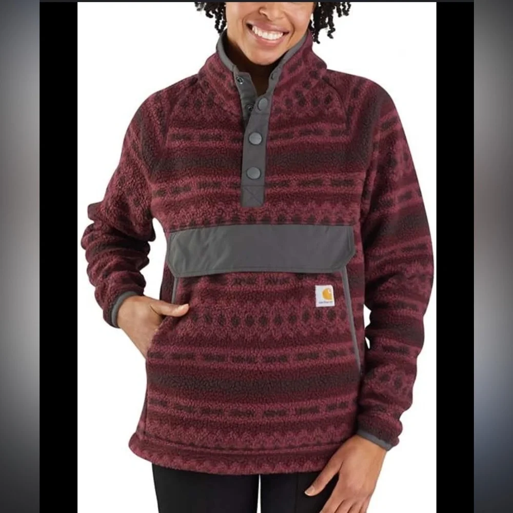 Carhartt Maroon and Black Patterned Women's Sweater - Picture 1 of 7